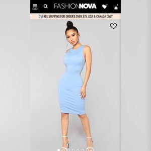 Melinda Body Sculpting Midi Dress - Light Blue.
